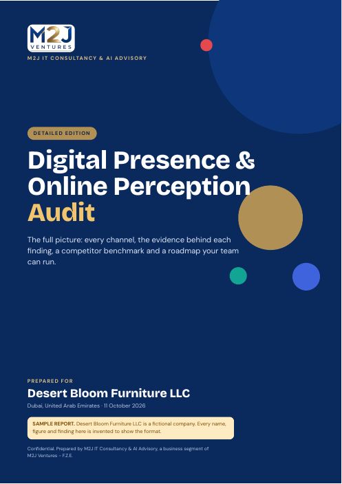 Sample Digital Presence and Online Perception Audit report, cover page