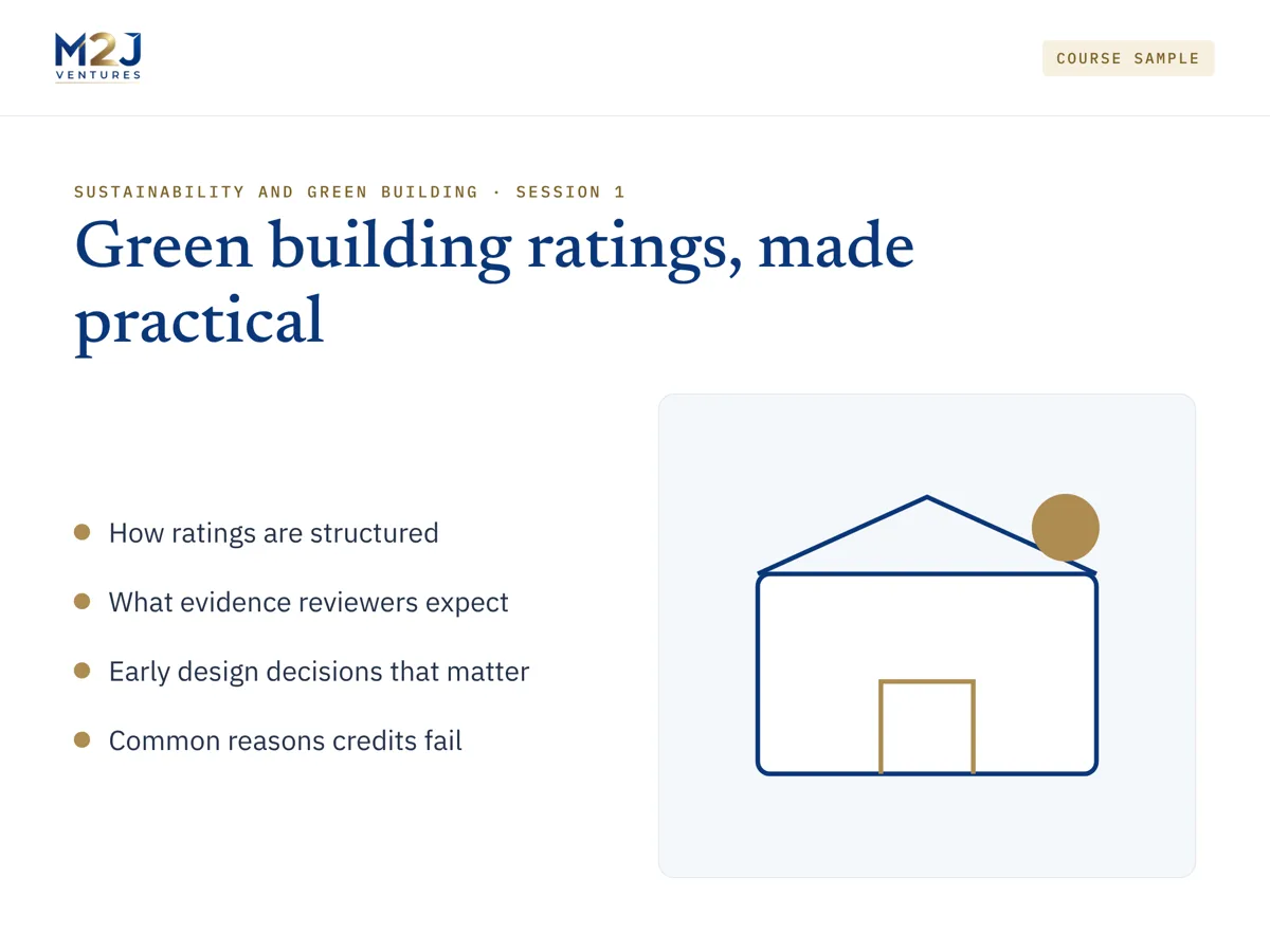 Sample course slide: green building ratings
